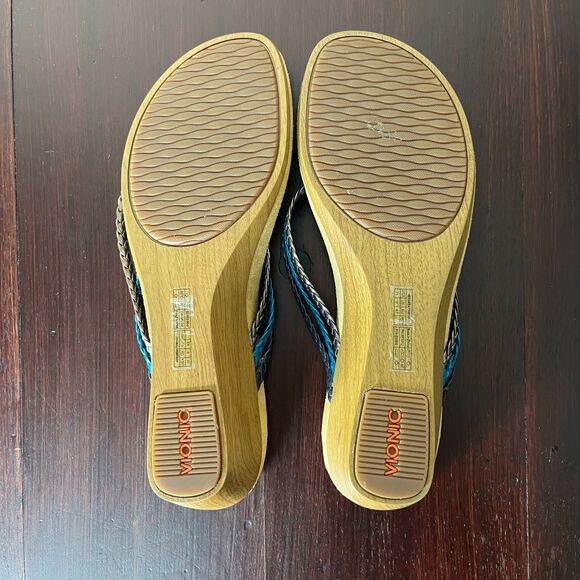 Vionic RAMBA Wedge Heel Metallic Braid Sandals Sz 11 Orthaheel Arch Support - Picture 6 of 8